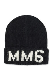 MM6 Maison Margiela Black Hat w wełnianej koszuli | Czarny Knit Wool MM6 Maison Margiela Beanie
