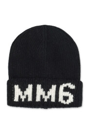 MM6 Maison Margiela cappello nero in maglia di lana|Black knit wool MM6 Maison Margiela beanie