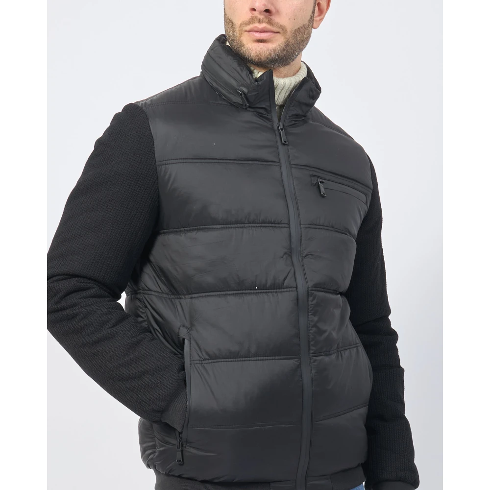 YES ZEE Zwarte Gewatteerde Gebreide Mouwjas Black Heren