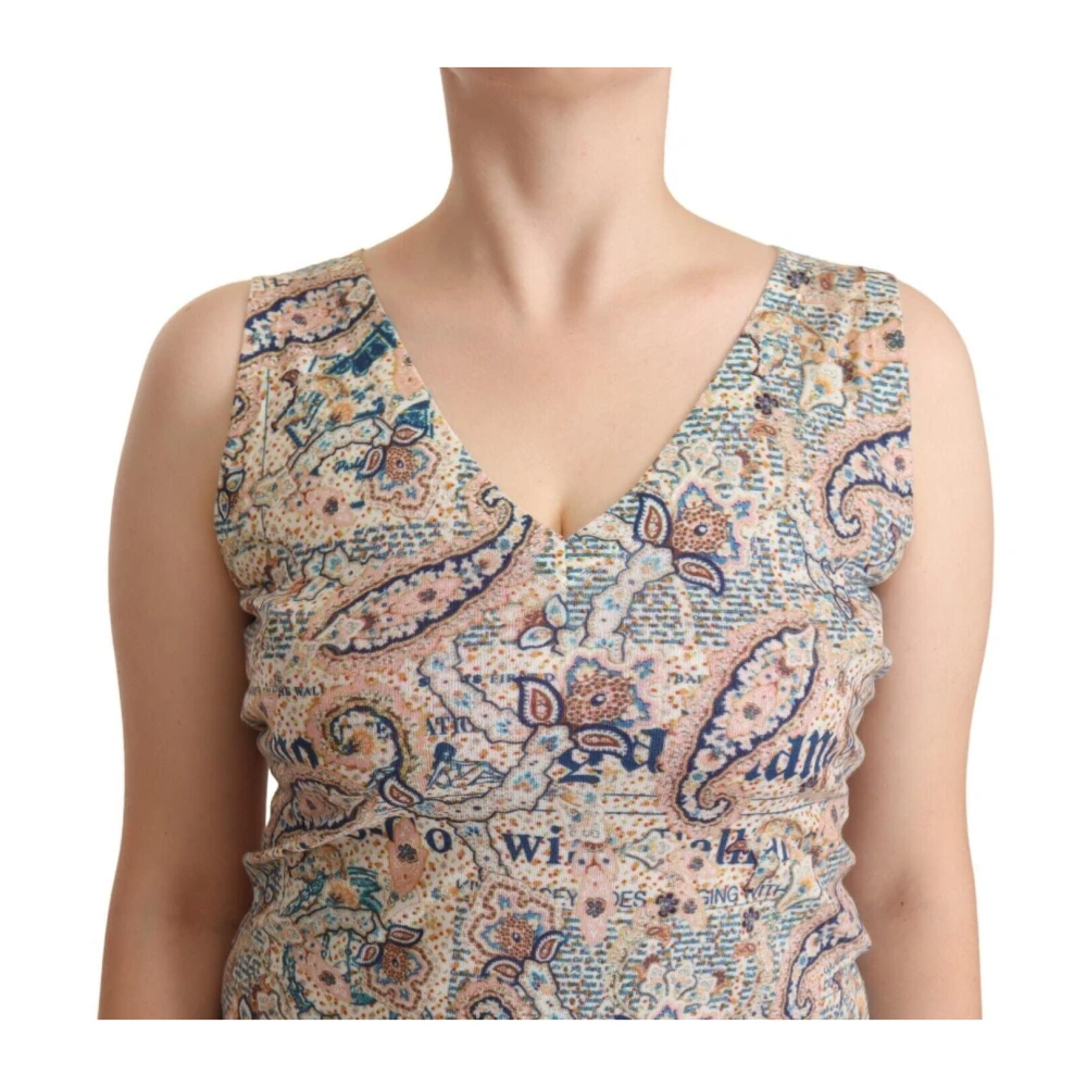 John Galliano Multicolor Mouwloos V-hals Tanktop Multicolor Dames