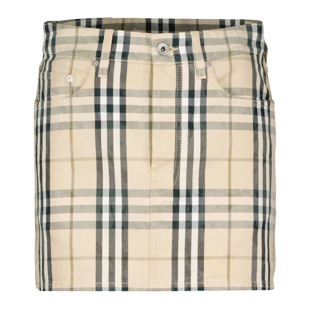 Burberry Mini-rok met motief en metalen details Beige Dames