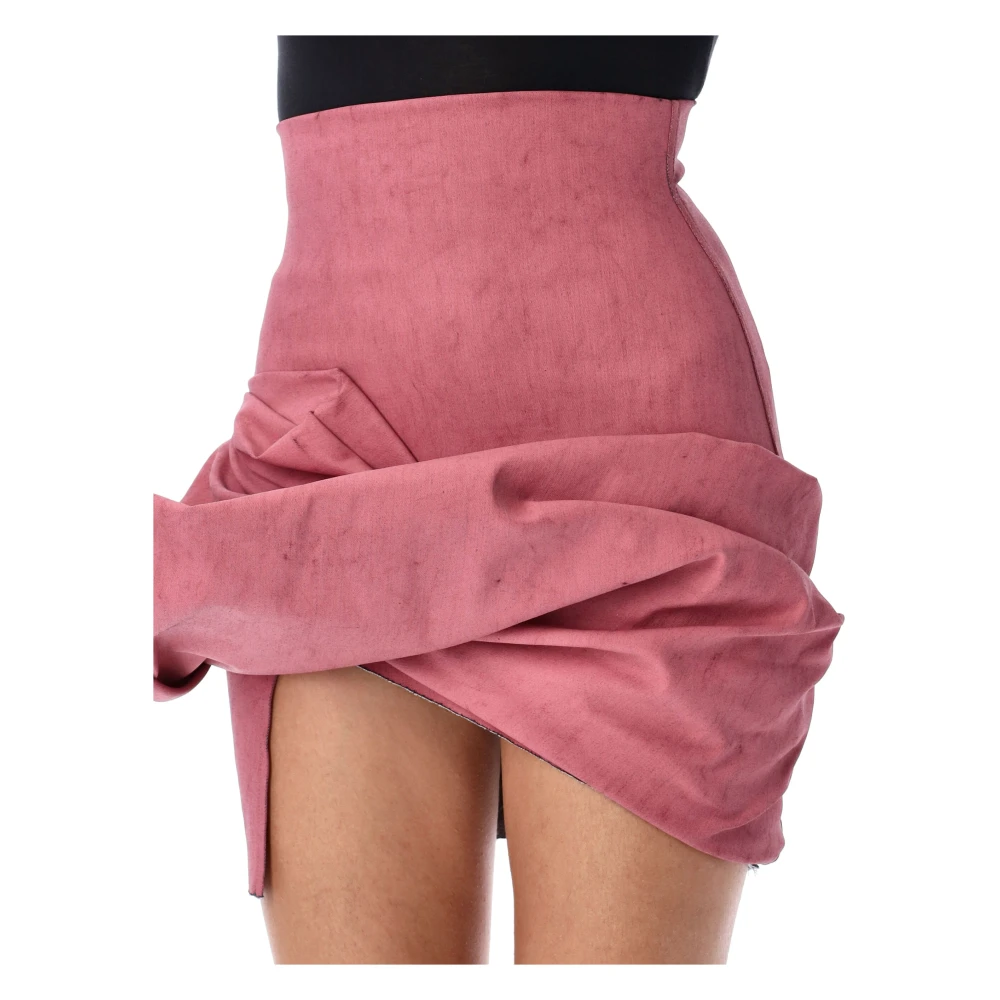 Rick Owens High Waist Draped Mini Rok Pink Dames
