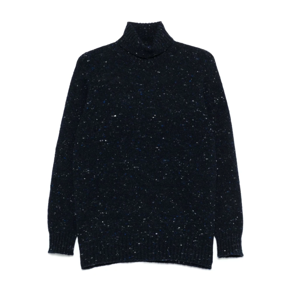 Drumohr Blauwe Gemêleerde Gebreide Coltrui Sweater Blue Heren