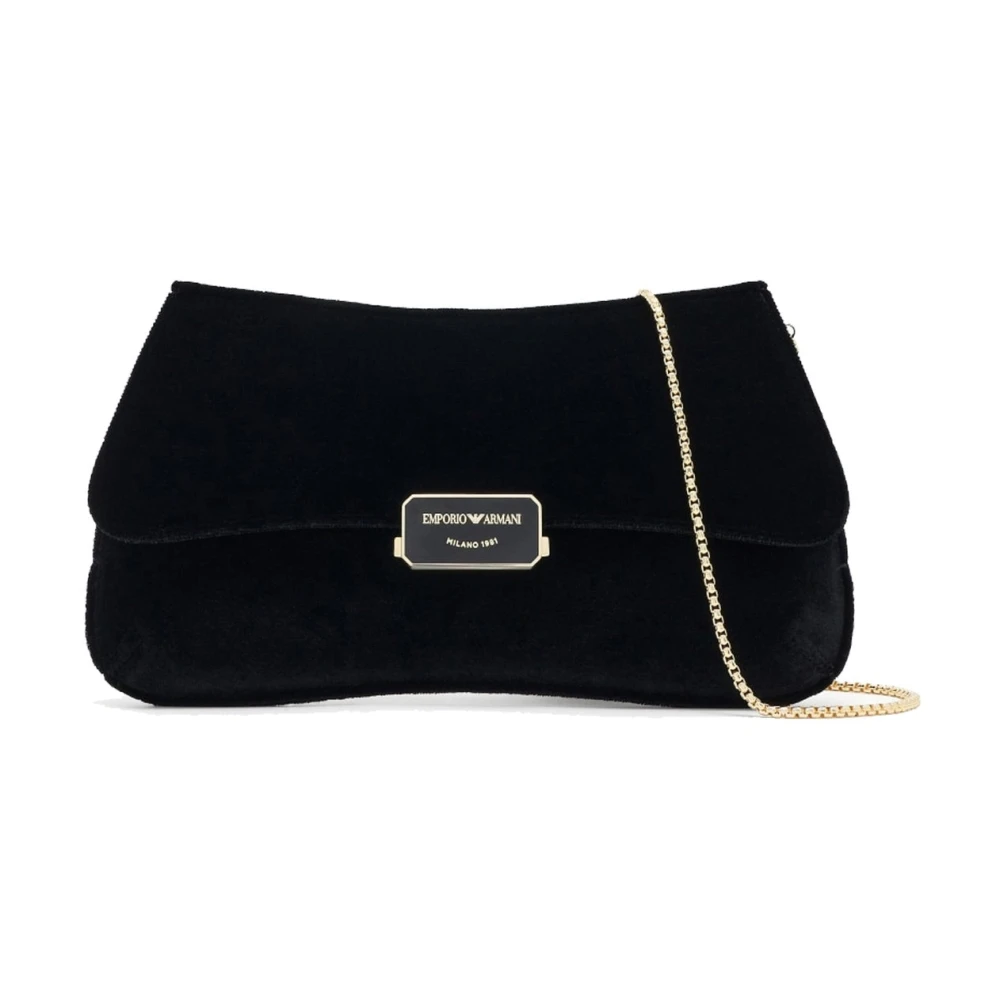 Emporio Armani Vrouw Zwart Tassen Dames, One Size, Polyester, Velvet Clutch