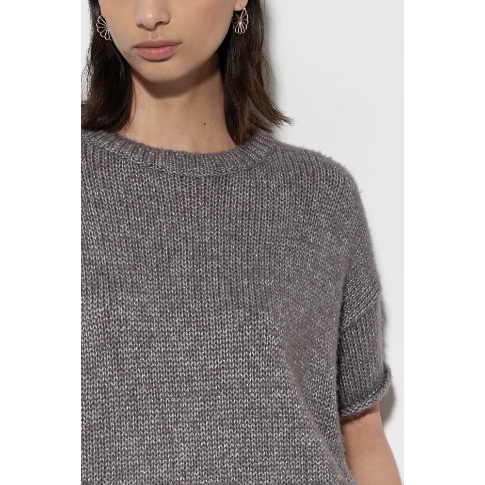 LUISA CERANO Taupe Pullover van wolmix met metallic garen Beige Dames