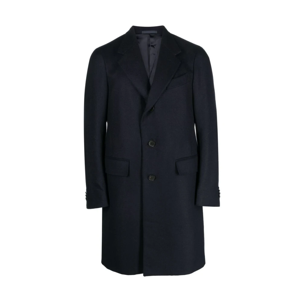 Caruso Navy Blauwe Wollen Jas Blue Heren