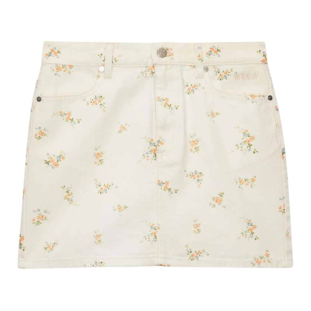 Msgm , Short Skirts, Female, White, S, Floral-Print Mini Skirt
