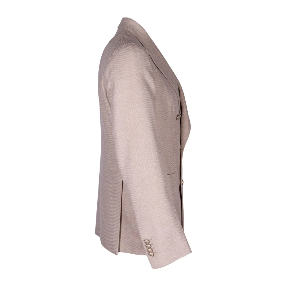 Tagliatore Heren blazer. Dubbele rij knopen model met peak revers. Regular fit. Opgestikte zak. Gestructureerde stof. Metalen knoop detail. Gemaakt in Italië. White Heren