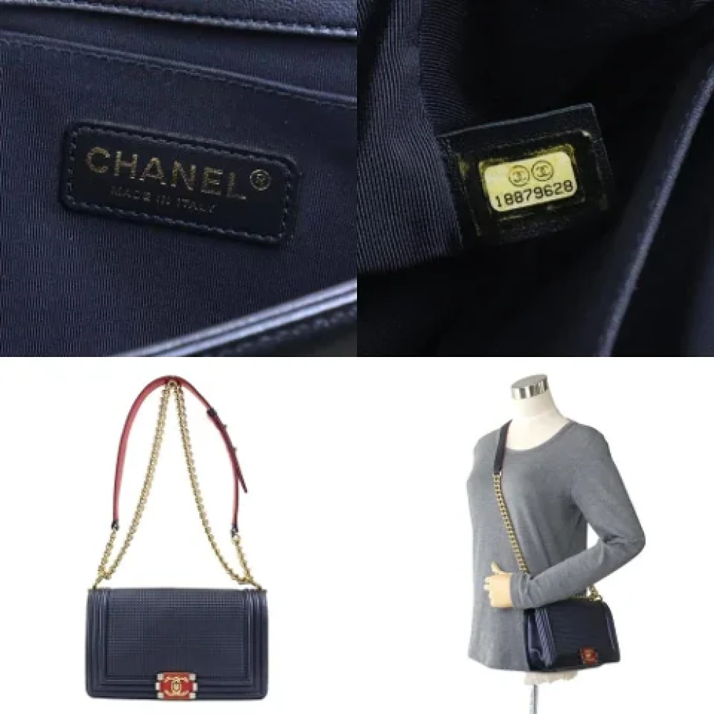 Chanel Vintage Pre-owned Leather chanel-bags Blue Dames