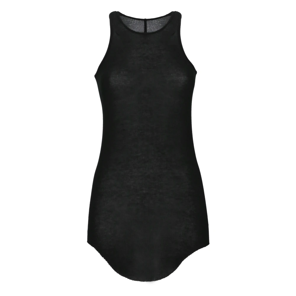 Rick Owens Zwarte Zijde Blend Geribbelde Mouwloze Top Black Dames