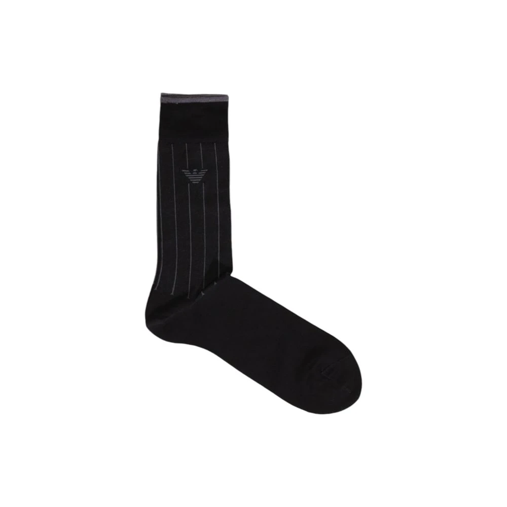 Emporio Armani Zwarte Katoenen Herensokken Herfst Winter Collectie Black Heren