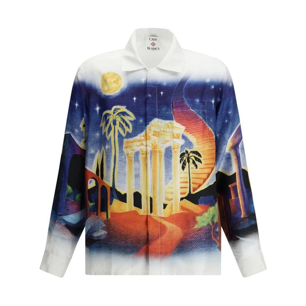 Casablanca Zijden Cubaanse Kraag Shirt met Maxi Print Multicolor Heren