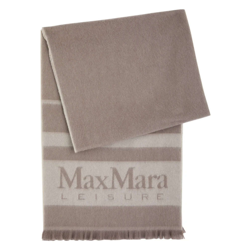 Max Mara Grijze Wol Logo Sjaal Gray Dames