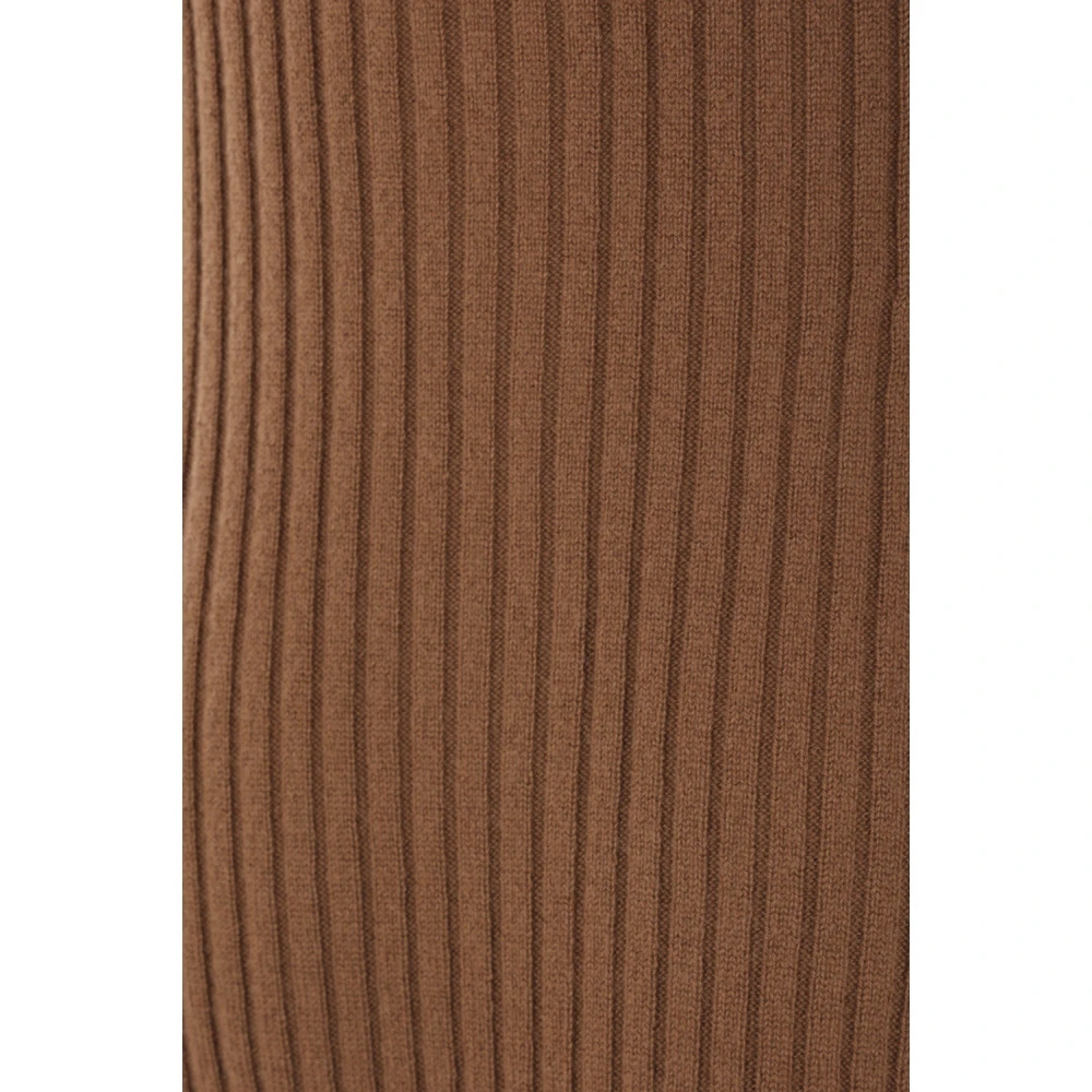 Crida Milano Geribbelde Cashmere Midi Jurk Brown Dames