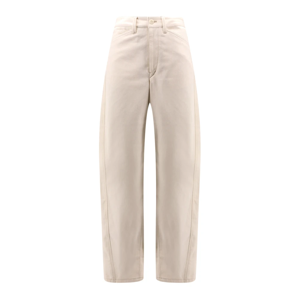 Lemaire Hoge Taille Gedraaide Katoenen Broek White Dames