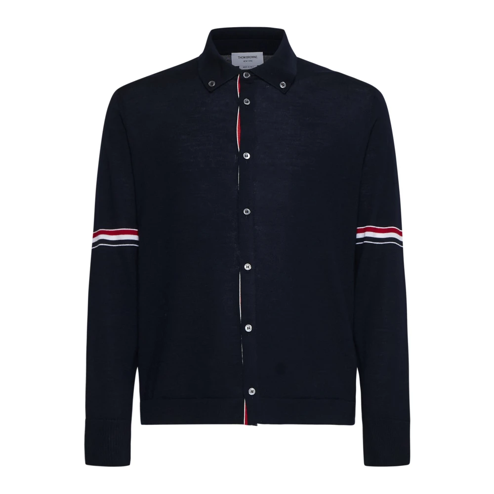 Thom Browne Blauwe Merinowol Knoop-Down Shirt Blue Heren