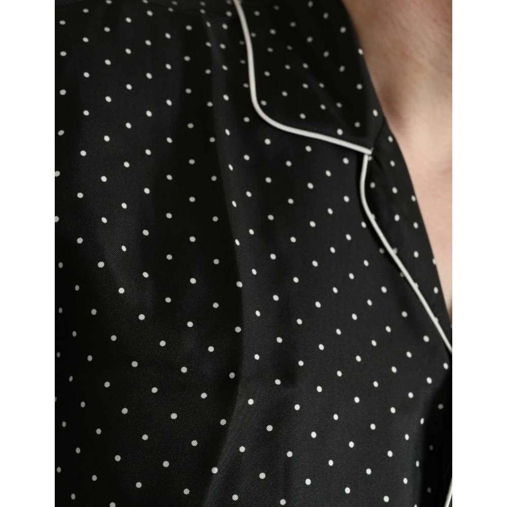 Dolce & Gabbana Polka Dot Zijden Casual Shirt Black Heren