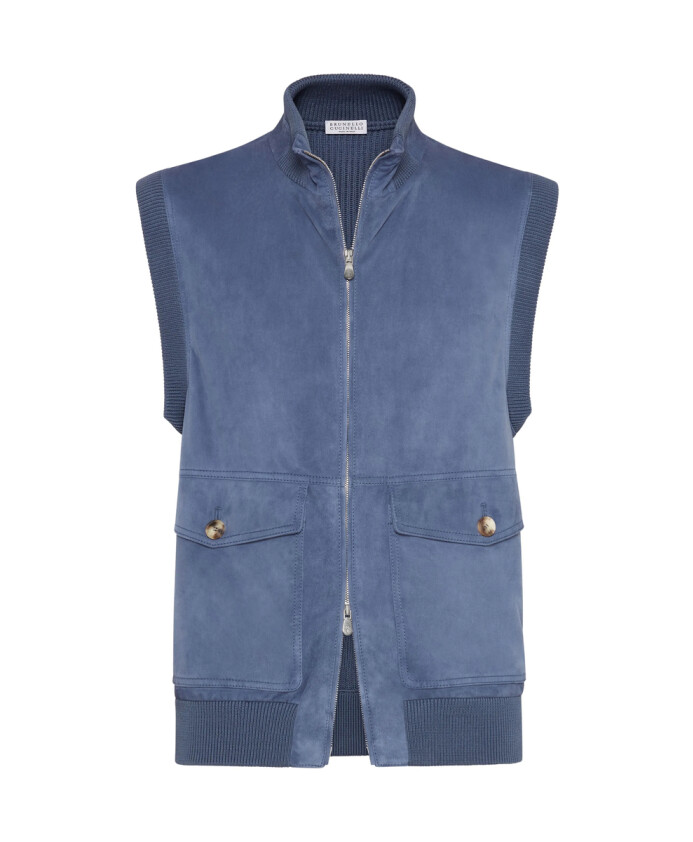 gilet-en-cuir-bleu-avec-col-haut