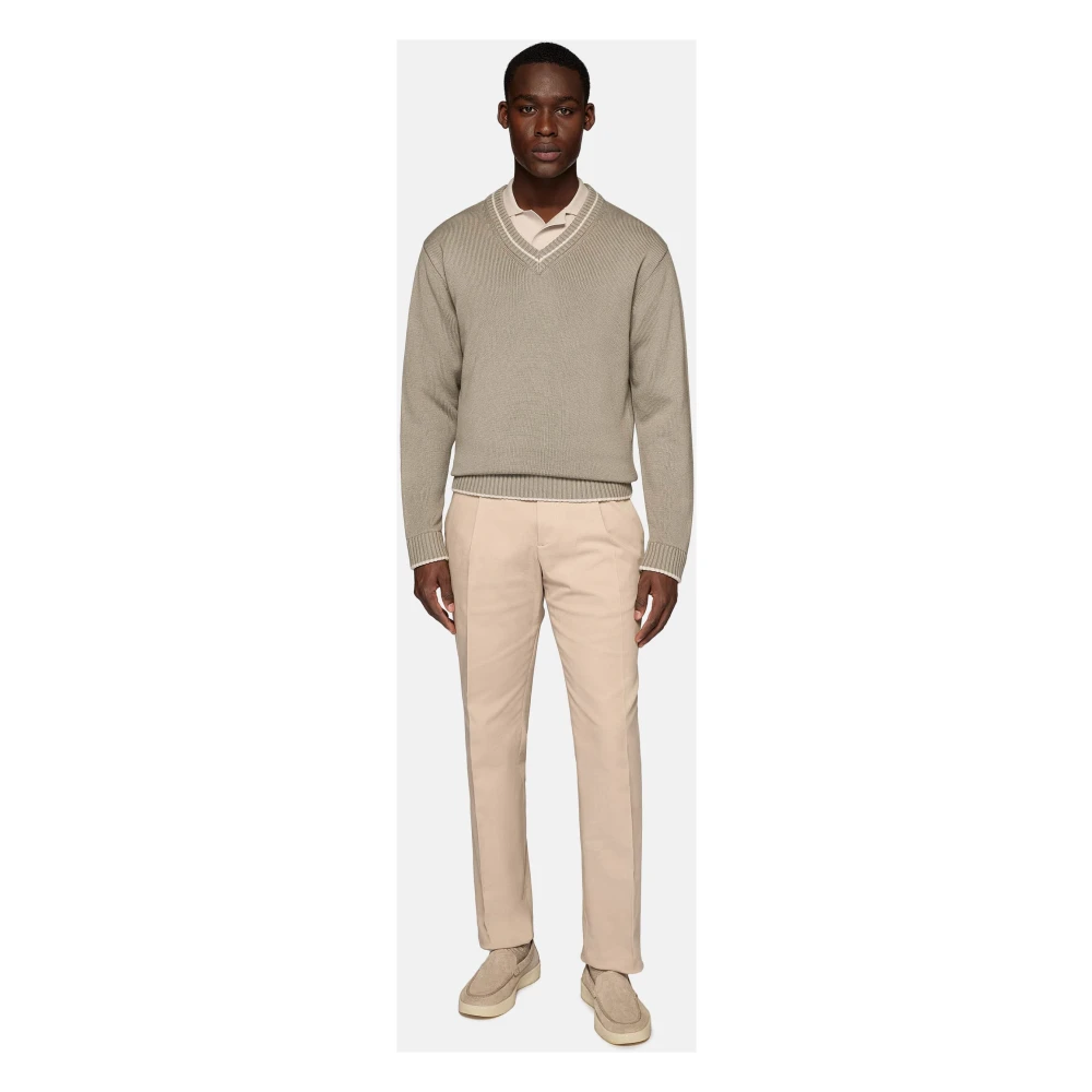 Boggi Milano V-hals Jumper Beige Heren