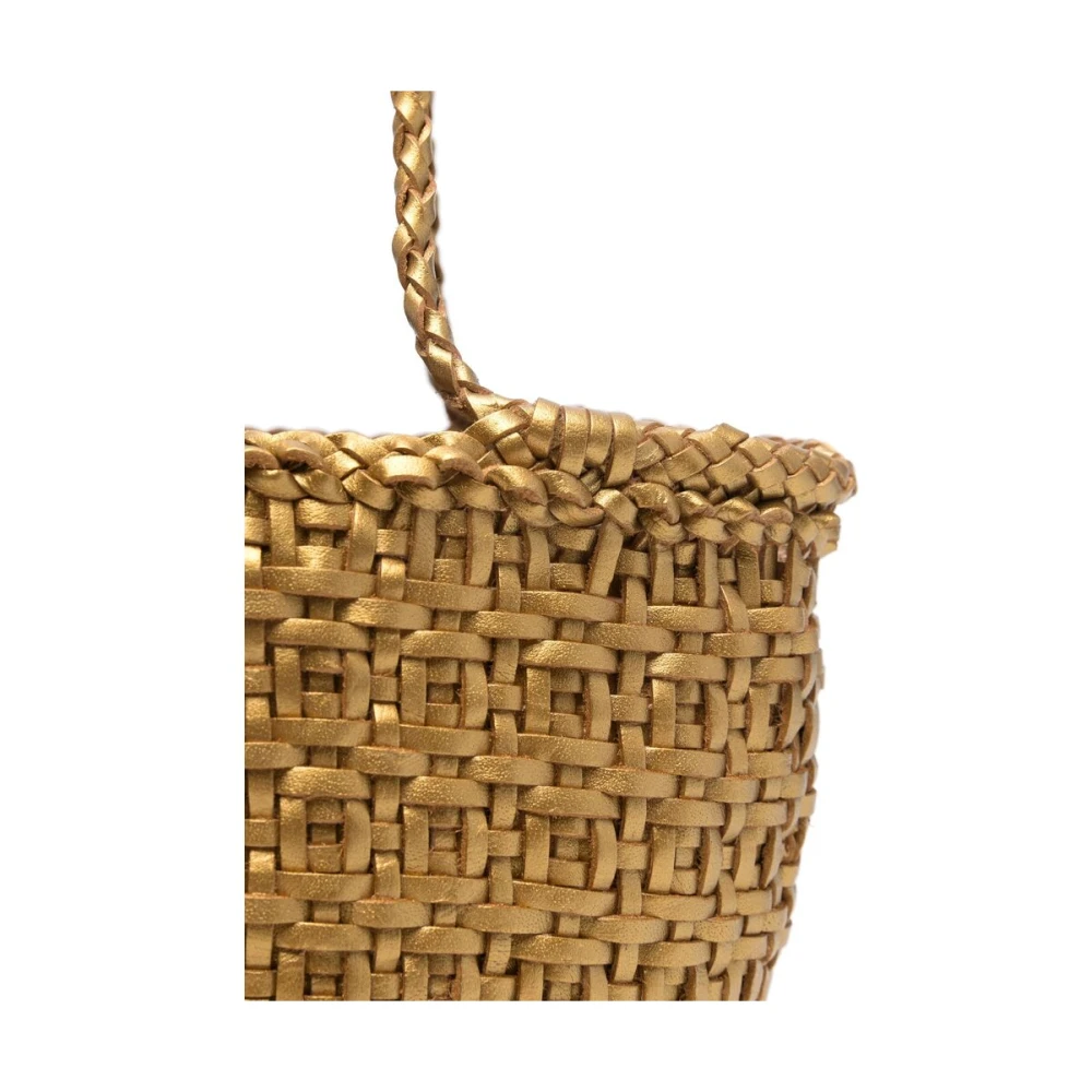 Dragon Diffusion Metallic Mand Weefsel Gevlochten Handvat Tas Yellow Dames