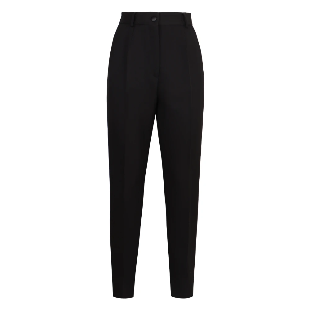 Dolce & Gabbana Gabardine broek met satijndetails Black Dames