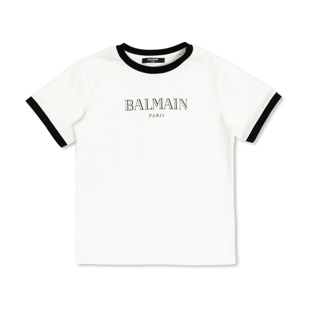 Balmain Unisex Kids White T-Shirt With Printed Logo - Kids Short Sleeve T-Shirts - 10 Y - Kids