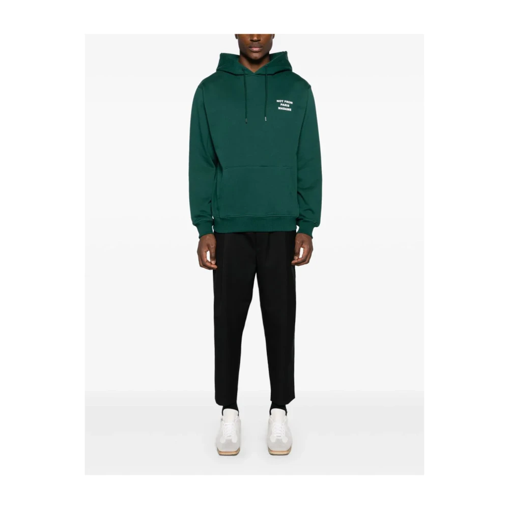 Drole de Monsieur Groene Logo Hoodie Katoen Bedrukt Green Heren