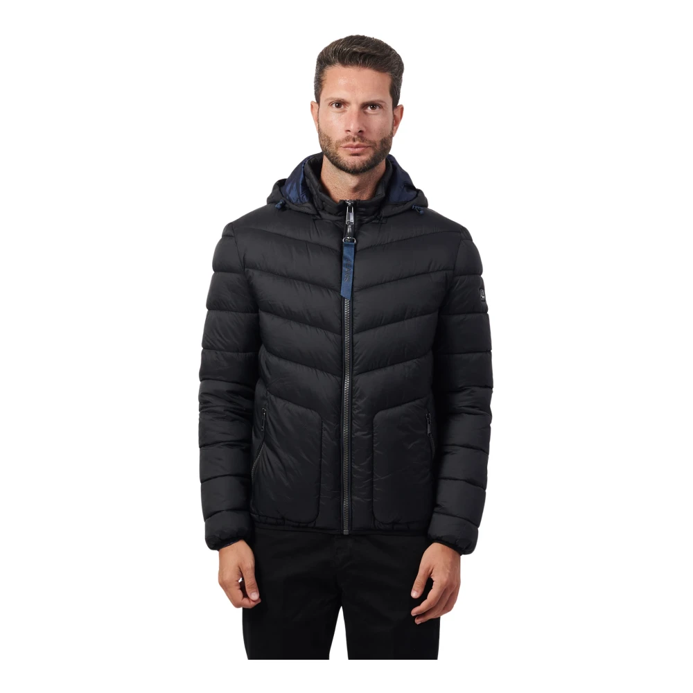 YES ZEE Zwarte Gewatteerde Hooded Ritsjas Black Heren