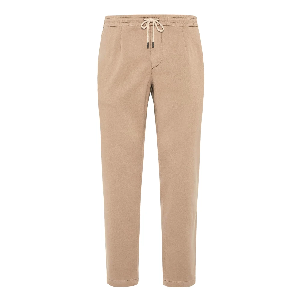 Boggi Milano City Broek van Stretch Katoen Tencel Beige Heren