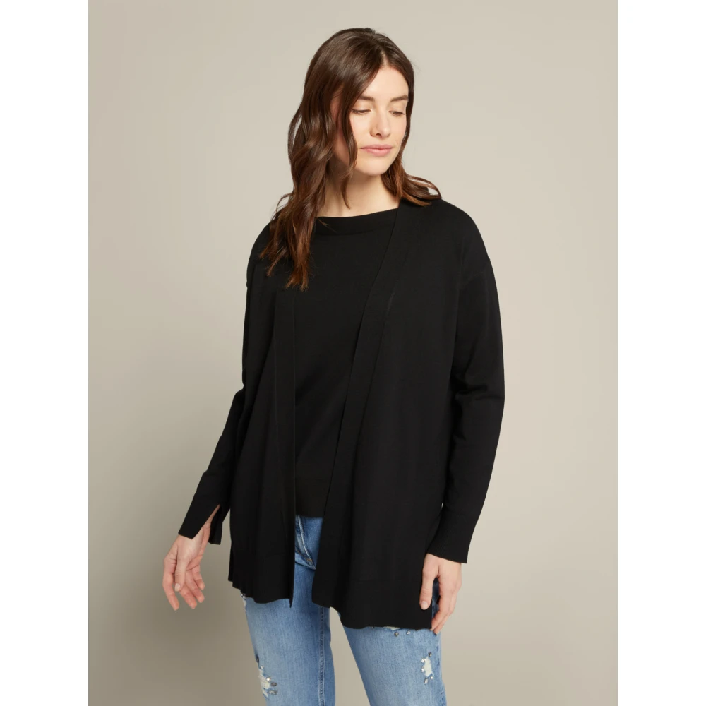 Elena Mirò Open Front Viscose Cardigan Black Dames