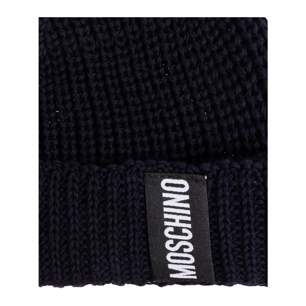 Moschino Katoenen pet met logopatch Black Unisex