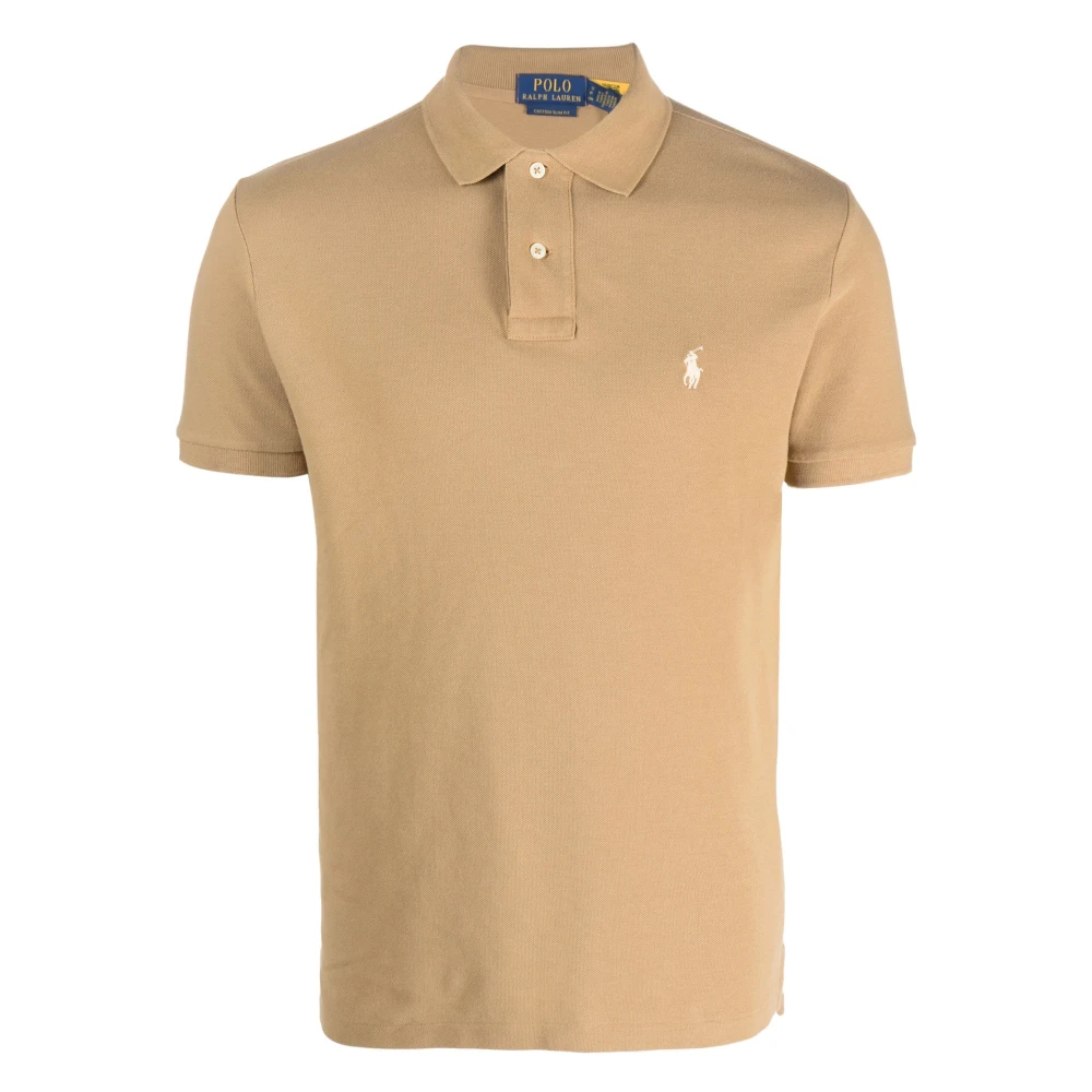 Polo Ralph Lauren Aangepaste Slim Fit Katoen Mesh Polo Beige Heren