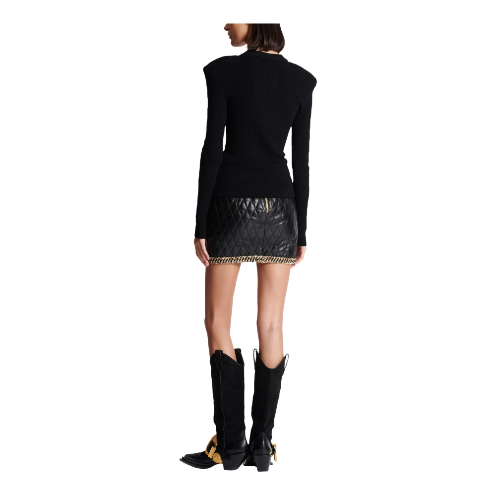 Balmain Gebreide trui met knoopdetails Black Dames