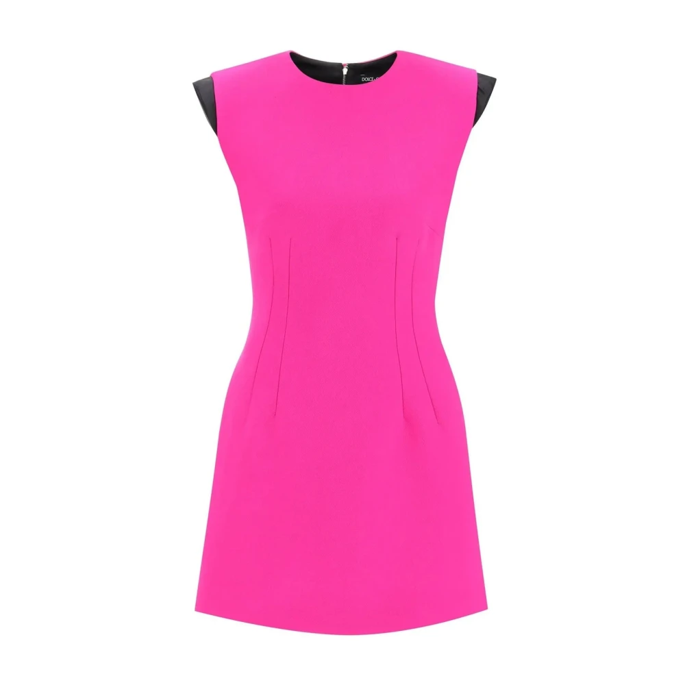 Dolce & Gabbana Women's Pink Short Dresses, S, Silk Dress With Contrast Shoulder Pads