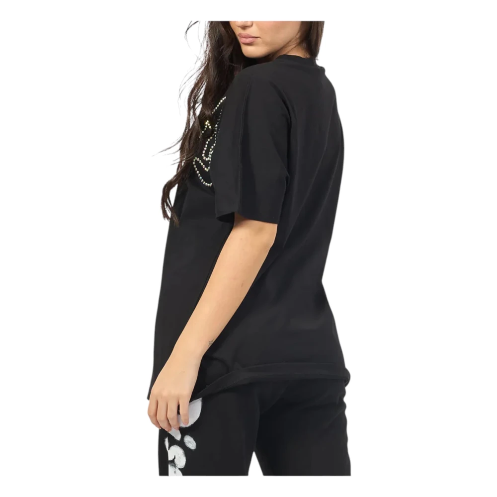 Disclaimer Katoenen T-shirt met Strass Black Dames