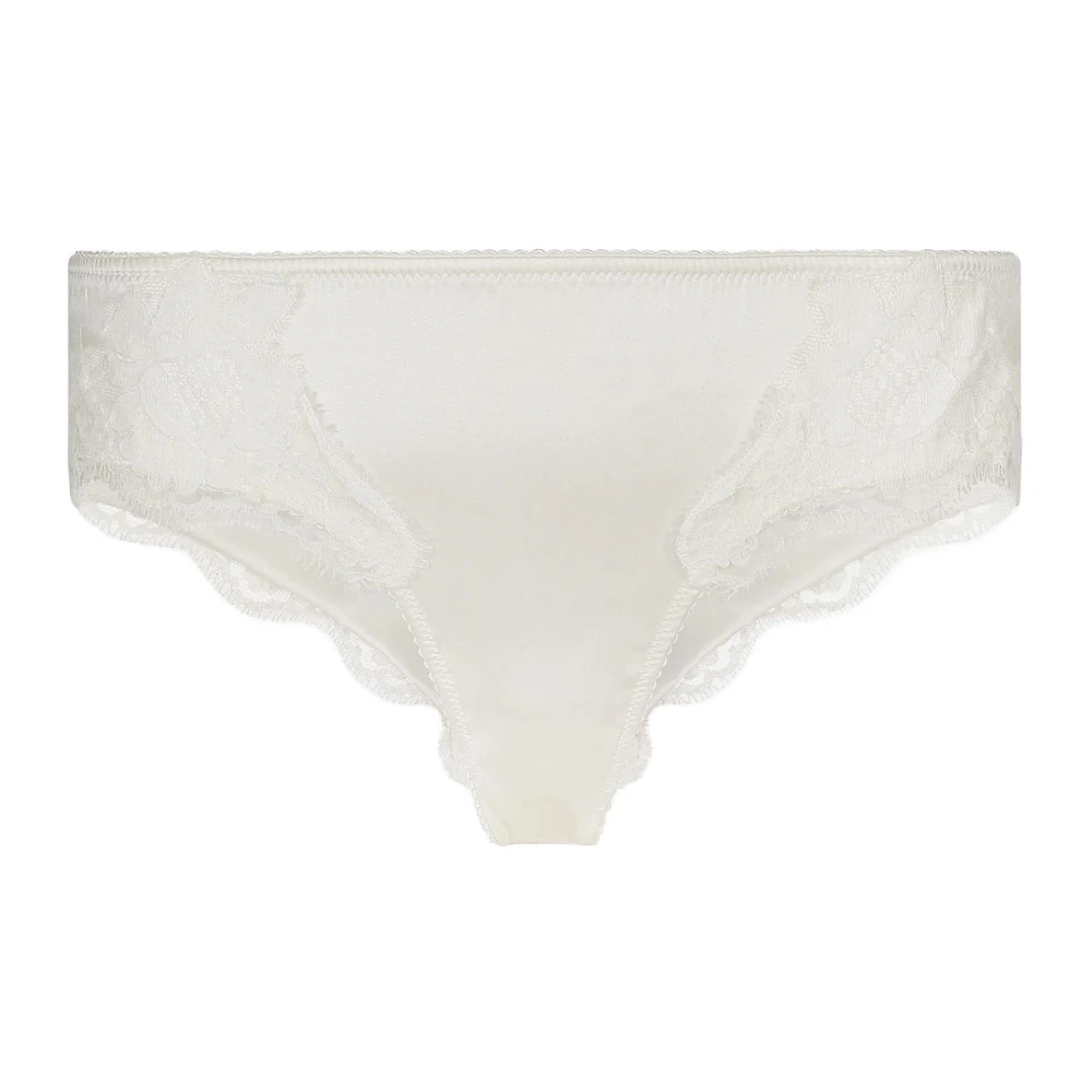 Dolce & Gabbana Women's White Underpants, M, Satin Briefs With Lace Details