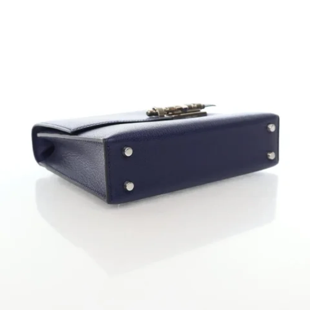 Hermès Vintage Pre-owned Leather crossbody-bags Blue Dames