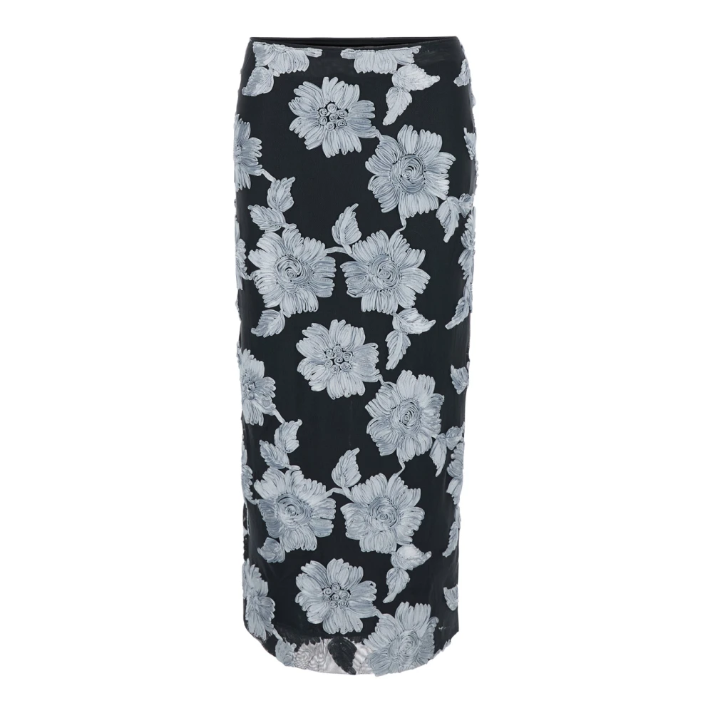 Rotate Birger Christensen Grijze 3D Bloem Geborduurde Rok Multicolor Dames