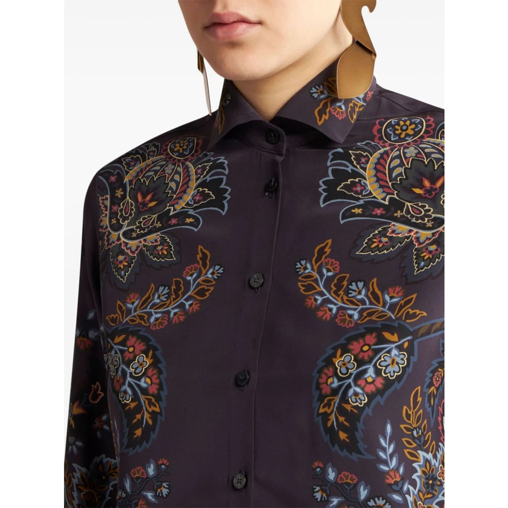 ETRO Blauwe Paisley Zijden Overhemd Multicolor Dames