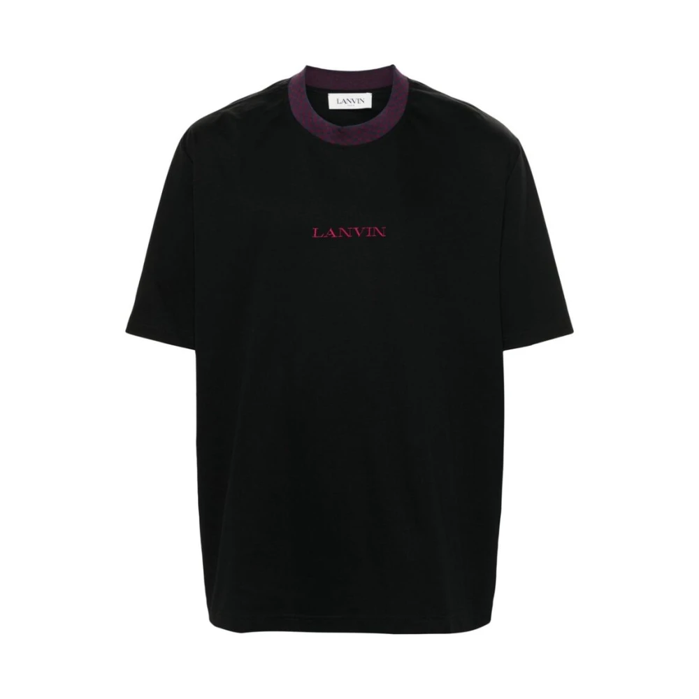 Lanvin Geborduurd Logo Crew Neck T-shirt Black Heren