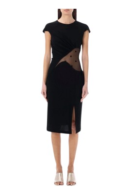black-sheer-panel-midi-dress
