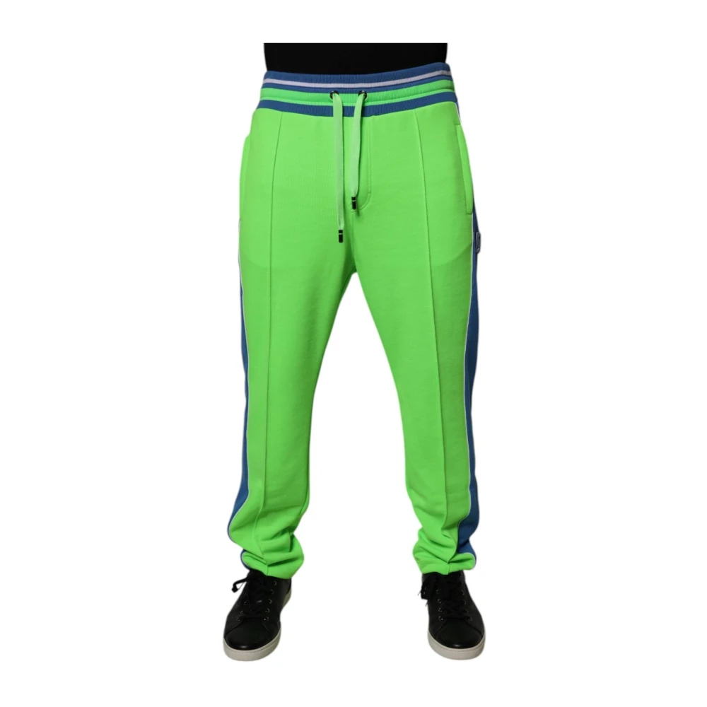 Dolce & Gabbana Men's Green Logo Detail Drawstring Jogger Sweatpants