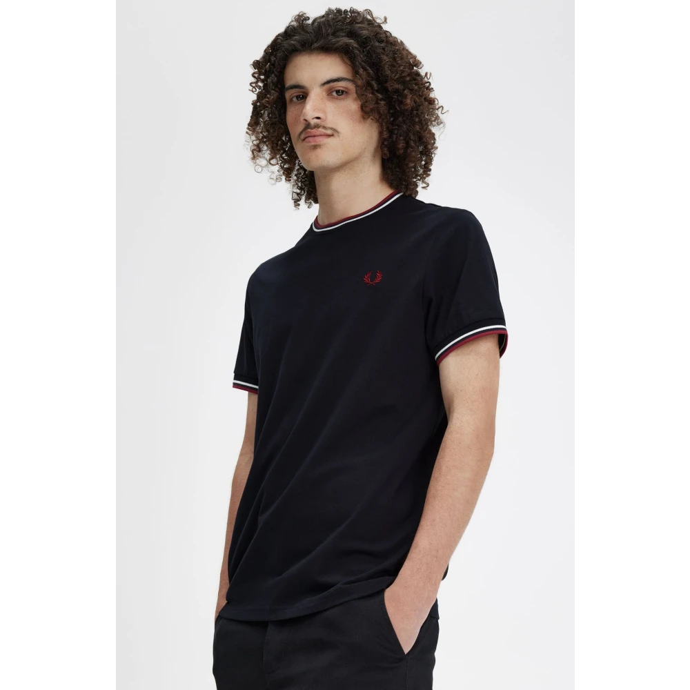 Fred Perry Iconisch Twin-Tipped Ronde Hals T-Shirt Blue Heren