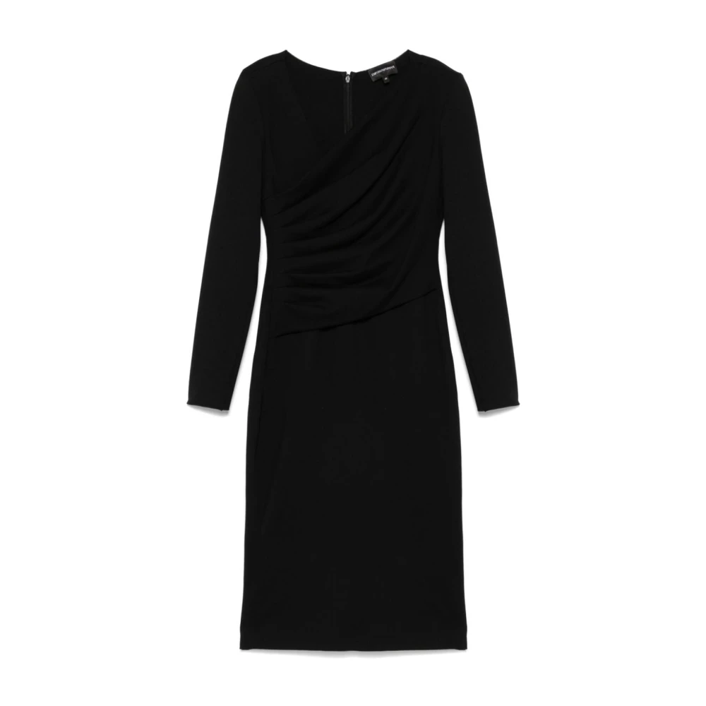 Emporio Armani Zwarte Jersey Jurk met Asymmetrische Hals Black Dames