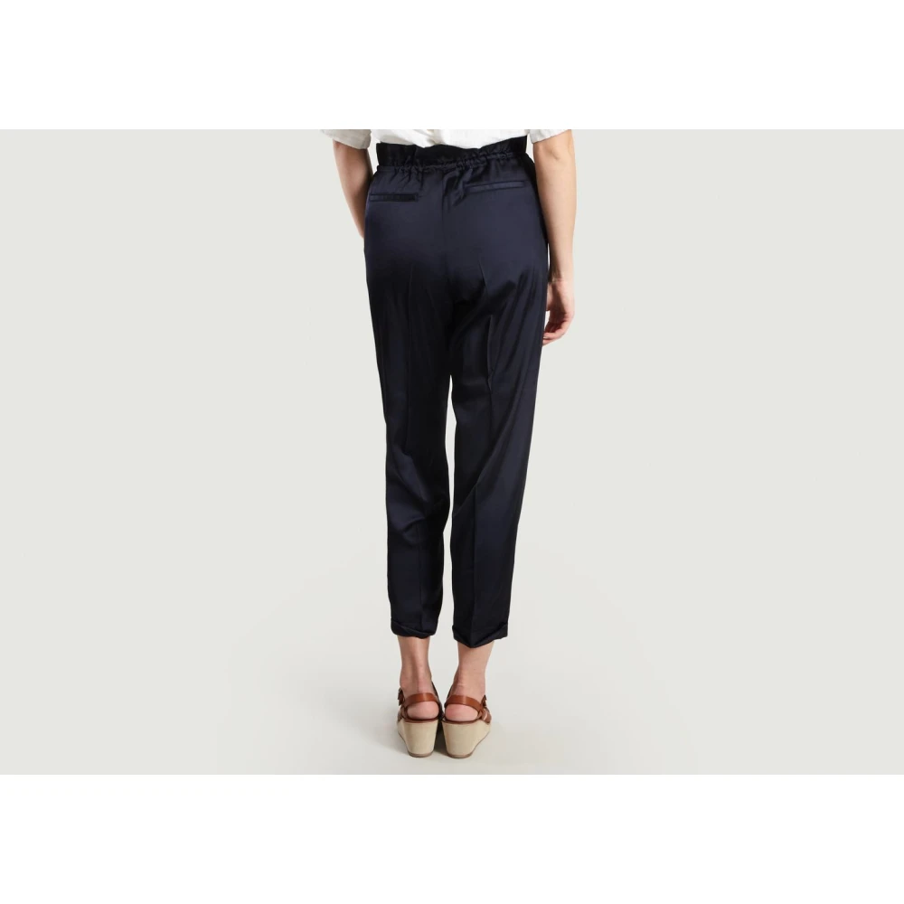 closed Navy Blauw Satijn Ruche Broek Blue Dames