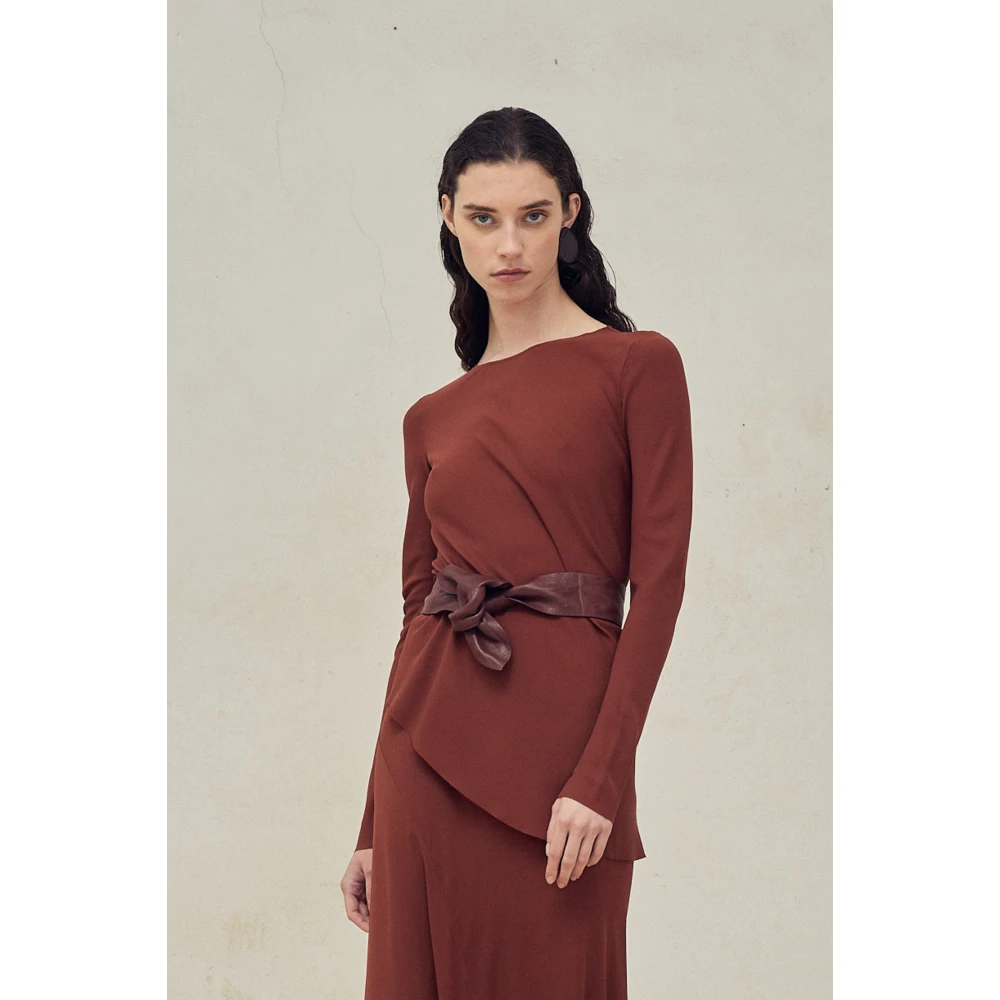 Cortana Zijden Stretch Top Boothals Asymmetrische Zoom Red Dames