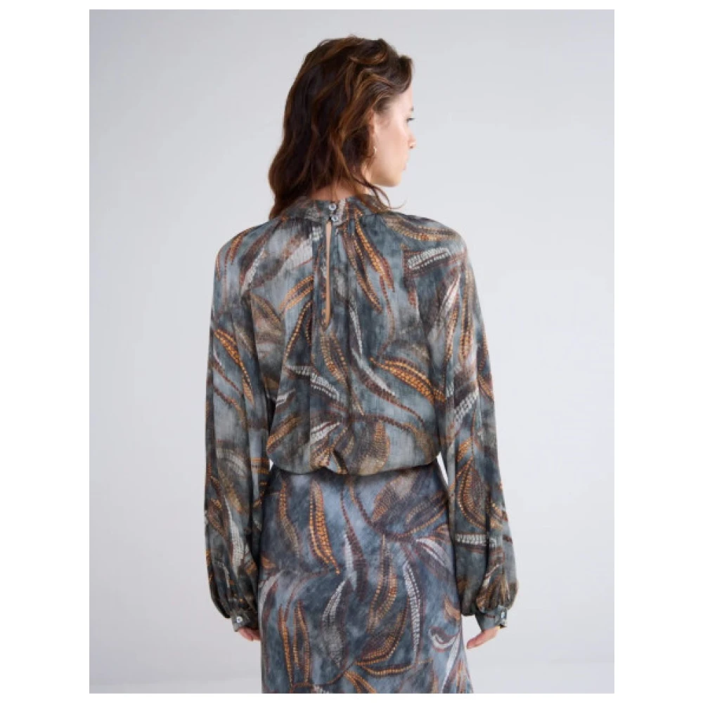 Summum Woman Convertible Officer Kraag Blouse Gray Dames