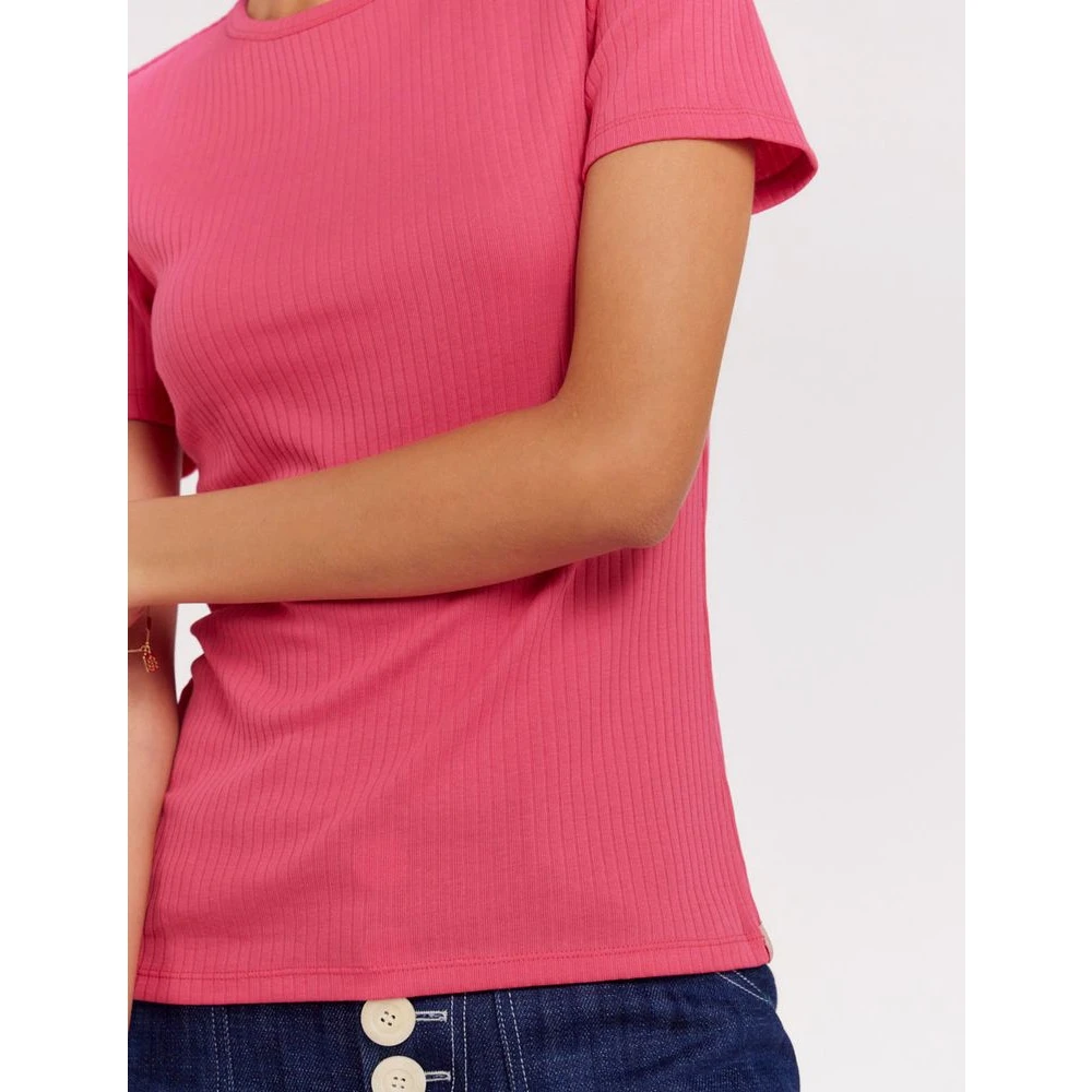 Ines De La Fressange Paris Geribbeld T-shirt in Ella-stijl Pink Dames