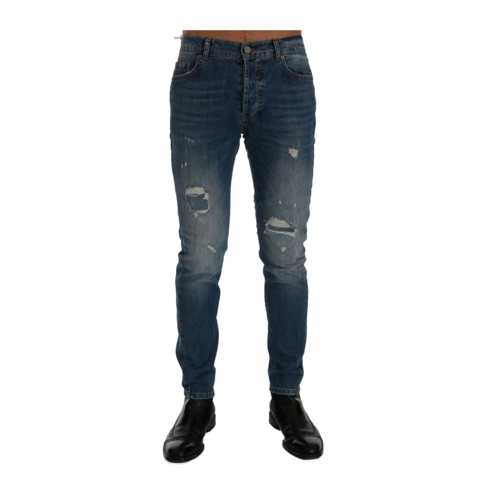 Frankie Morello Men's Blue Italian Denim Slim Fit Jeans