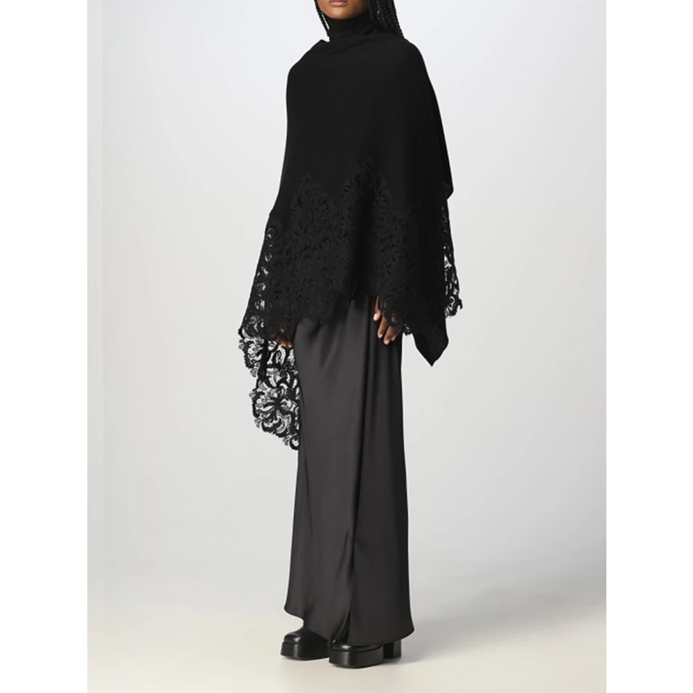 Ermanno Scervino Zwarte Cashmere Wrap Jas Black Dames